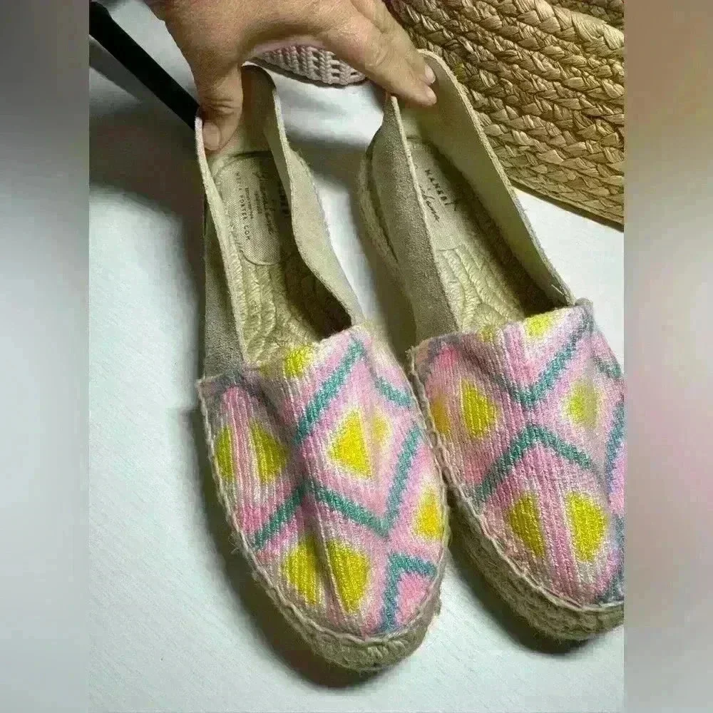 Manebi x Guanabana Neon Woven Geometric Platform Espadrilles Size 10